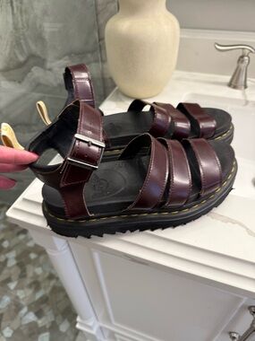 Dr. Martens Women's Platform Strappy Sandals - Burgundy